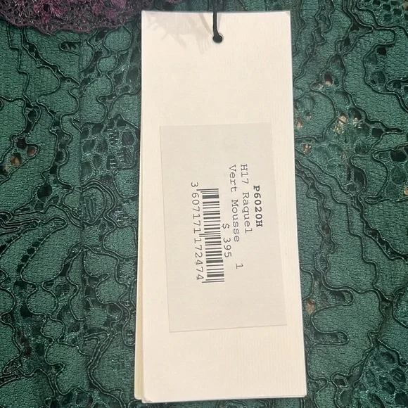 SANDROemerald green Raquel lace mock neck cap sleeve romper, size 1 or small